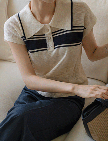 Block Cool Collar Cap Sleeveless Knitwear Korea