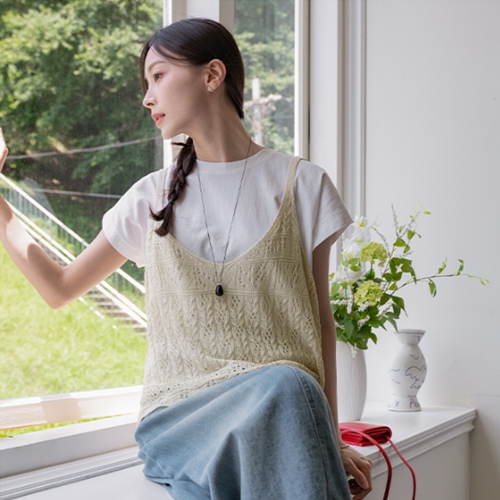 Bustier Punching Knitwear Sleeveless shirts