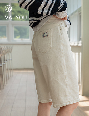 [valyou] Back Pocket Patch Half Cotton Pants Korea
