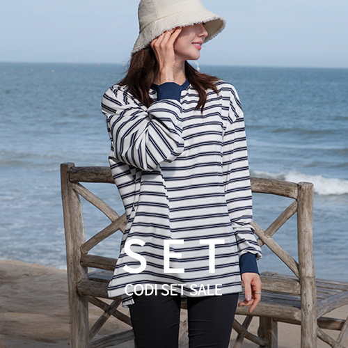 [Codi set] Water Multi Horizontal Striped Rash Guard+Beach Water Leggings