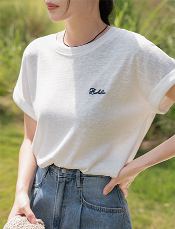 Rollup Lettering Slab Short-sleeve T-shirt Korea