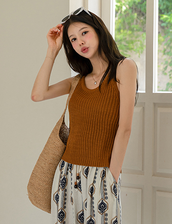 Toz Corrugated String Sleeveless shirts Knitwear Korea