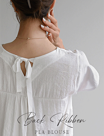 Back Ribbon Flower Blouse Korea