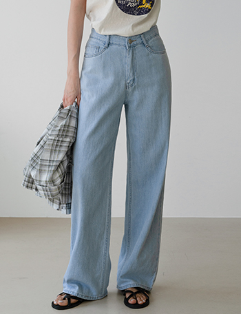 Wild Straight Linen Denim Pants Korea