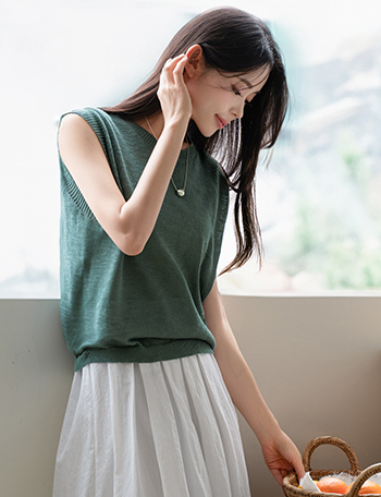 With Sleeve Knitwear Sleeveless shirts Korea
