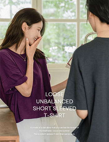 Loose Unbalanced Short-sleeve T-shirt Korea