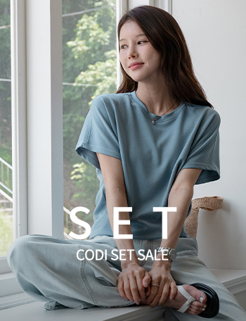 [Codi set]  Loose Hem Pintuck Short-sleeve T-shirt+Odd Cool Wide Banding Skirt Pants Korea