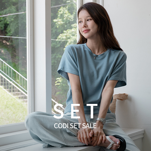 [Codi set]  Loose Hem Pintuck Short-sleeve T-shirt+Odd Cool Wide Banding Skirt Pants