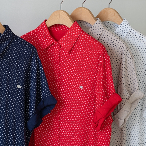 [Special Sale] Small Flower Rollup Short-sleeve Shirt