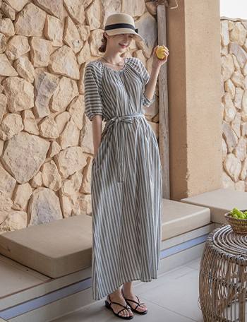 Coco Stripe Long Dress Korea