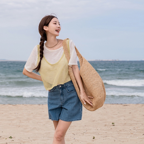 Punching Knit Vest T-shirt Set