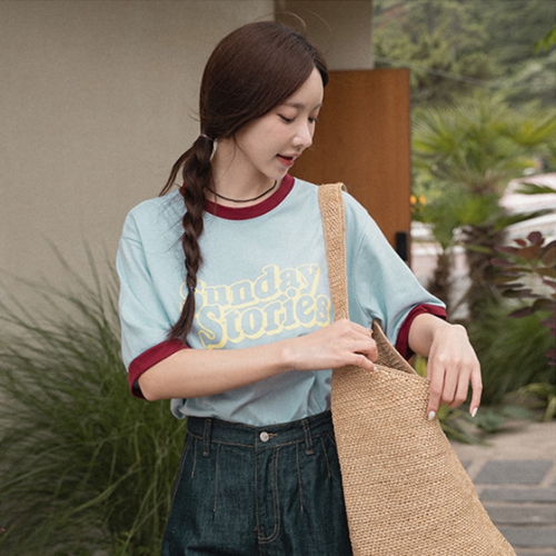 Sunday Color Matching Printing Short-sleeve T-shirt