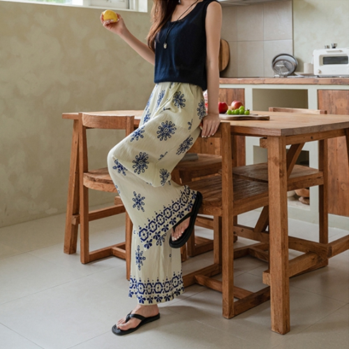 Ethnic Printed Wide Pants