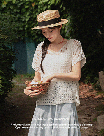 Ari Circle Punching Cap Sleeve Knitwear Korea