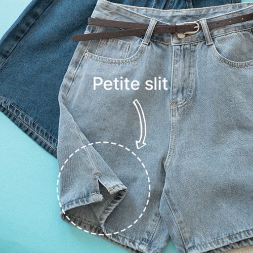 Belt 4 part Length Incision Denim Pants