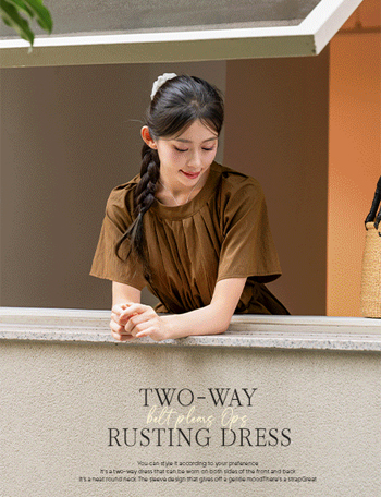 Two-way Rustling Belt Wrinkles Dress Korea