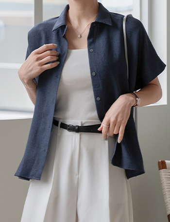 Linen-Like Collar Shirt Korea
