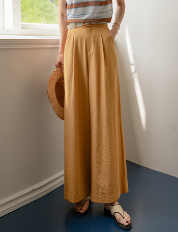 Summer Rattan Belt Wide Pants Korea