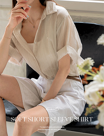 Soft Linen Short-sleeve Shirt Korea