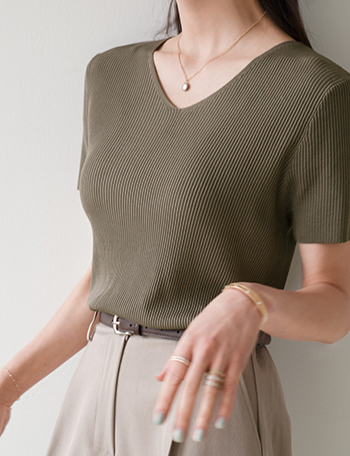Soft Cool V Corrugated Knitwear Korea