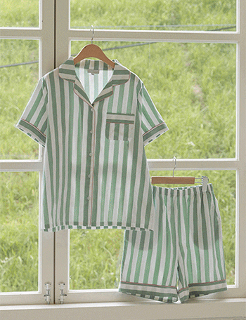 Cool Summer Stripe Pajamas Set Korea