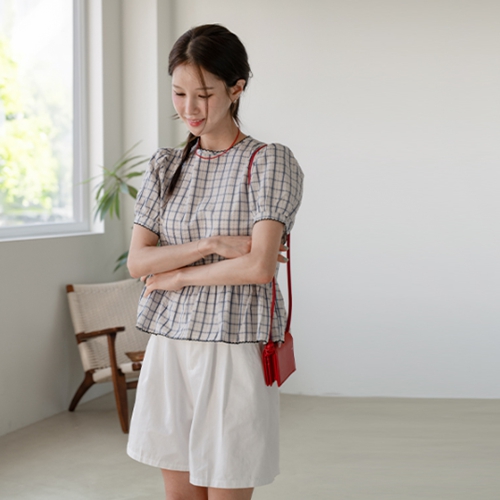 Rosie Check Back Button Blouse