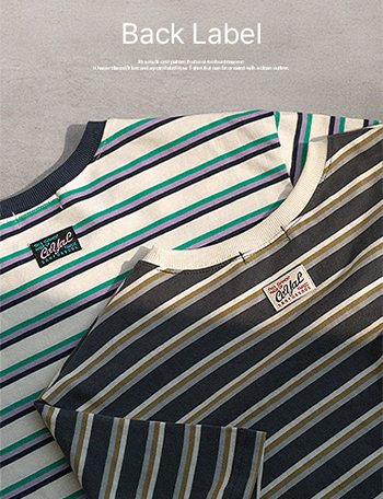 Back Label Multi Horizontal Striped T-shirt Korea