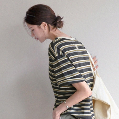 Back Label Multi Horizontal Striped T-shirt