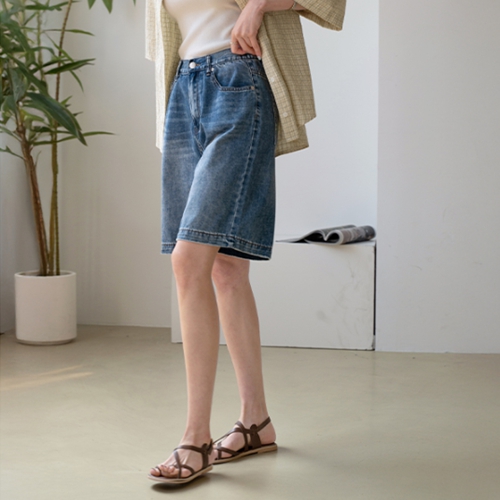 Cotton Summer Back Banding Denim Shorts