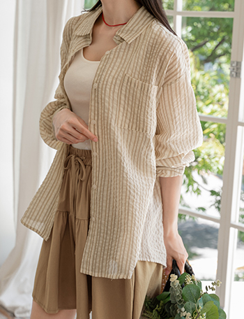Rosie Stripe Pocket Shirt Korea