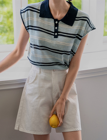 Robe Stripe Cap Sleeve Knitwear Korea