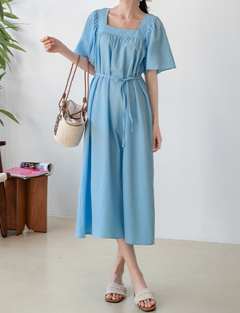 Square Two-way Seersucker Dress Korea