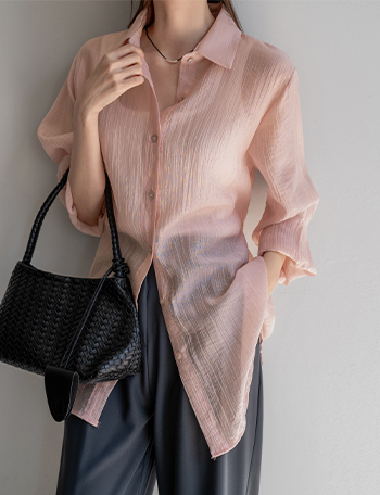 Bag Ribbon See-through Shirt Korea