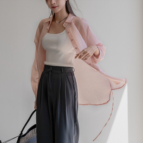Bag Ribbon See-through Shirt