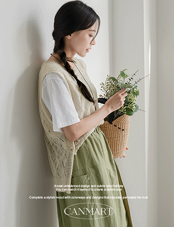 Side Button Scotch Knitwear Vest Korea