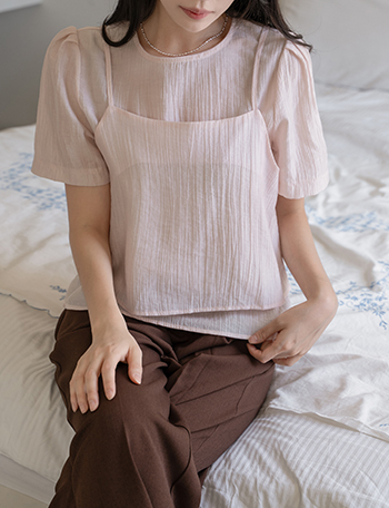 Sheer Bustier Set Blouse Korea
