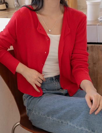 Simple Mojito Corrugated Cardigan Korea
