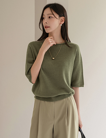 Rolling Holgament Saddle Short-sleeve Knitwear Korea