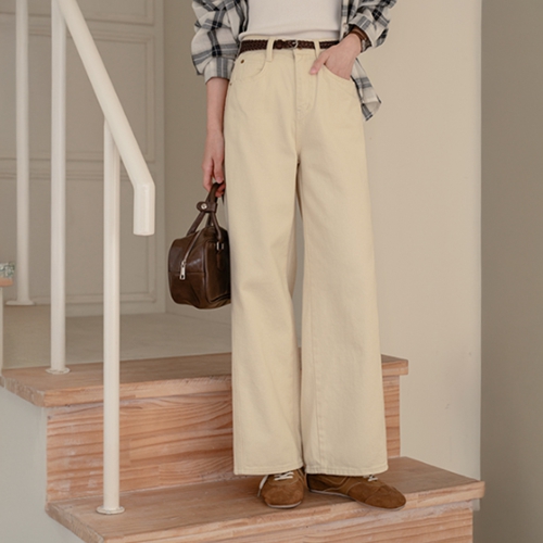 Incisional Cotton Wide Banding Pants