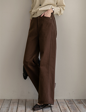 Incisional Cotton Wide Banding Pants Korea