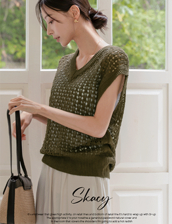 Skasi V Linen Sleeveless Knitwear Korea
