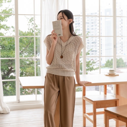 Skasi V Linen Sleeveless Knitwear