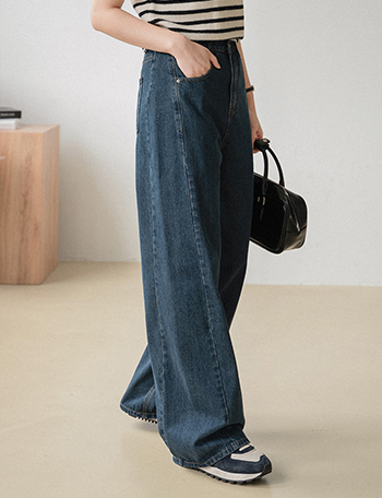 에이비 와이드 절개 Denim Pants Korea