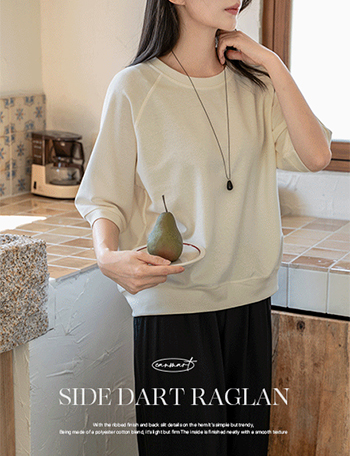 Side Dart Raglan Short-Sleeved Sweatshirt Korea