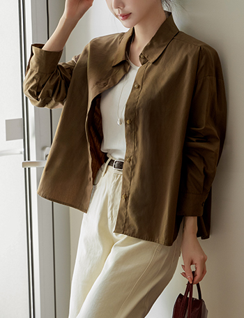 Autumn Basic Semi-Crop Shirt Korea