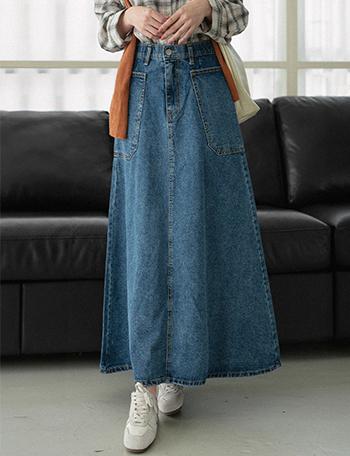 Wide Pocket Denim Skirt Korea