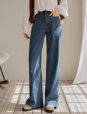 앞포켓 통 와이드 Banding Pants Korea