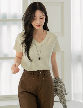 Stan V Corrugated Embroidery T-shirt Korea