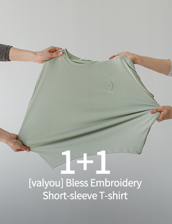 [1+1] [valyou] Bless Embroidery Short-sleeve T-shirt Korea