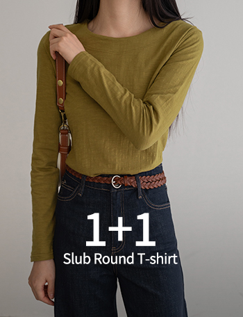 [1+1] Slub Round T-shirt Korea